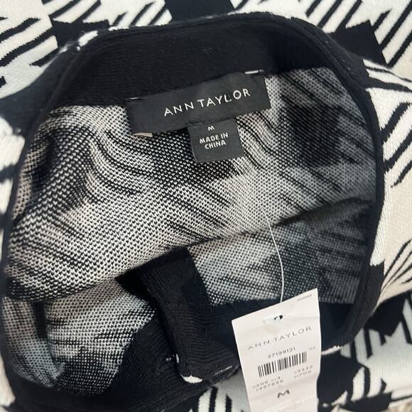 Ann Taylor Duster Jacket size Medium Black Ivory Checks Stretch Pockets Career - Picture 12 of 12